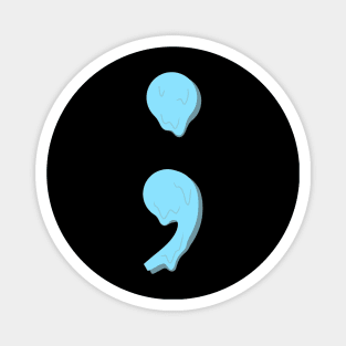 dripping/melting semicolon in pastel blue Magnet